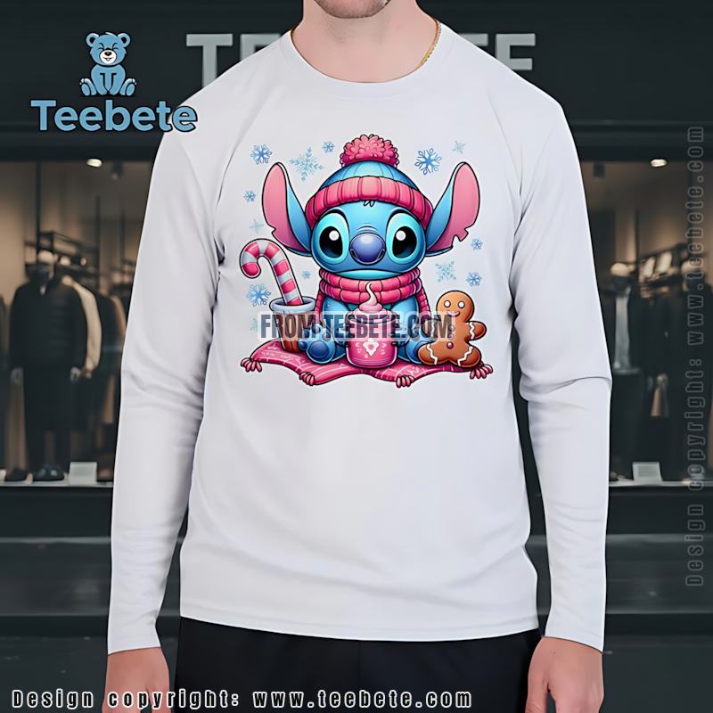 Cute Stitch Pink Winter Long Sleeve Hot Cocoa And Gingerbread Man Cute Stitch Pink Winter Long Sleeve Hot Cocoa And Gingerbread Man