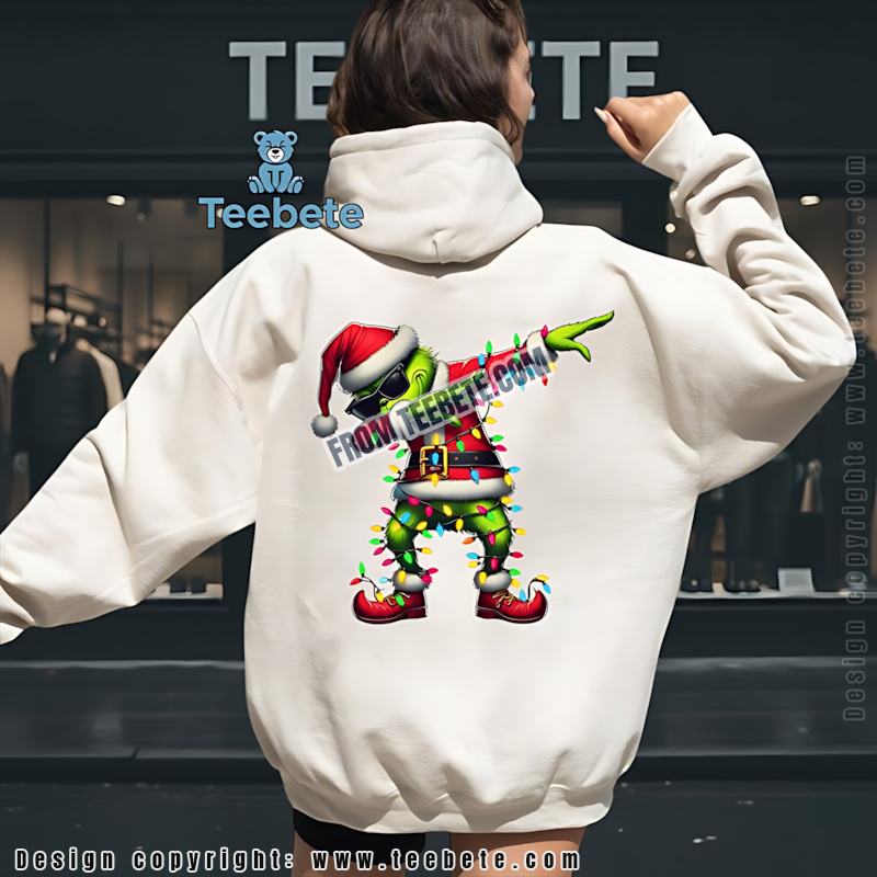 Dabbing Grinch Christmas Lights Hoodie Funny Xmas Outfit Dabbing Grinch Christmas Lights Hoodie Funny Xmas Outfit
