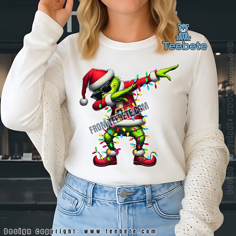 Dabbing Grinch Christmas Lights Long Sleeve Funny Xmas Outfit Dabbing Grinch Christmas Lights Long Sleeve Funny Xmas Outfit