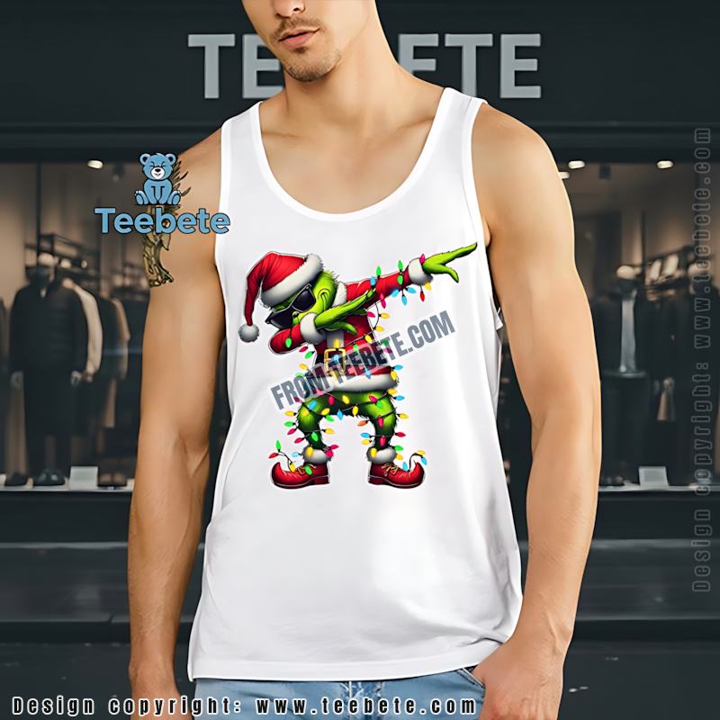 Dabbing Grinch Christmas Lights Tanktop Funny Xmas Outfit Dabbing Grinch Christmas Lights Tanktop Funny Xmas Outfit