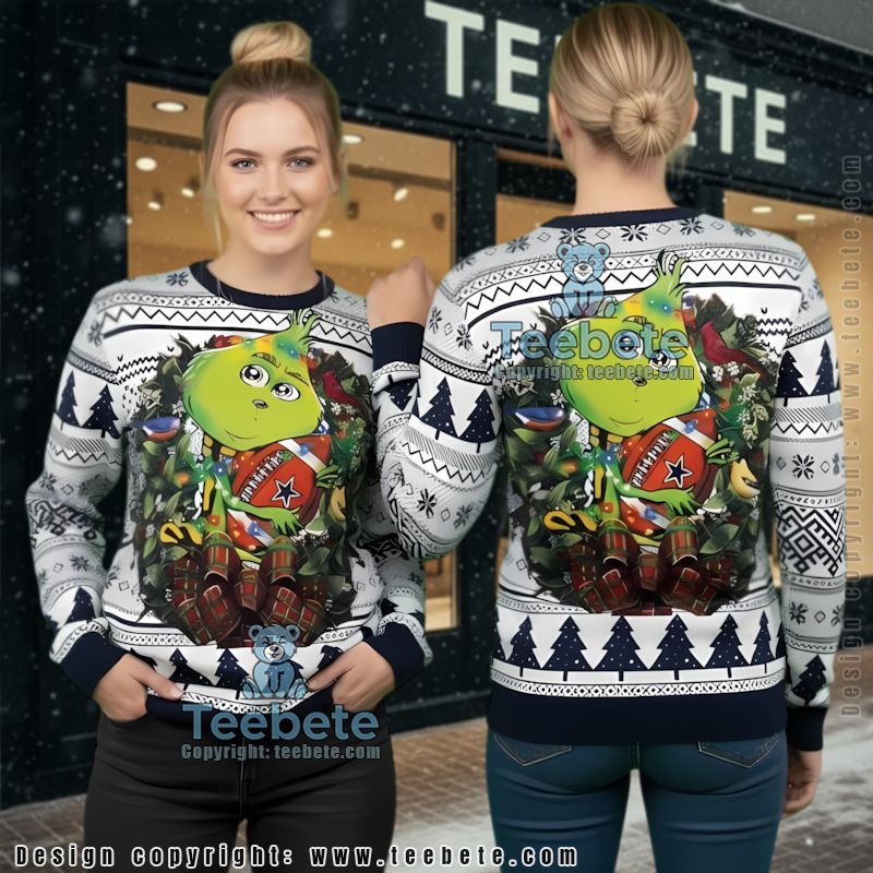Dallas Cowboys Baby Grinch Hug Ball Ugly Christmas Sweater Mens White Dallas Cowboys Baby Grinch Hug Ball Ugly Christmas Sweater Mens White