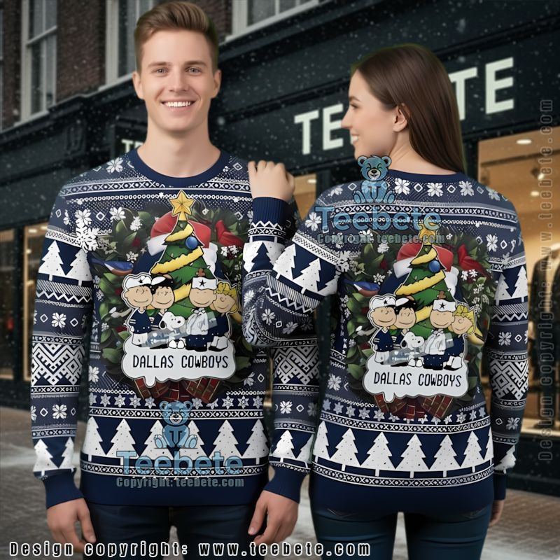 Dallas Cowboys Charlie Brown Snoopy Family Ugly Christmas Sweaters Blue