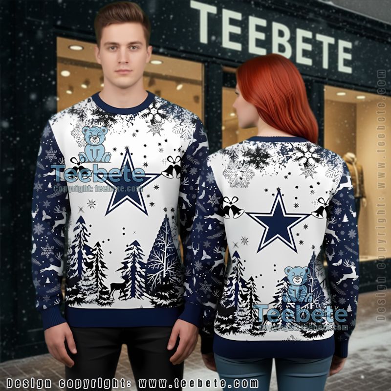 Dallas Cowboys Charlie Brown Snoopy Family Ugly Christmas Sweaters Blue