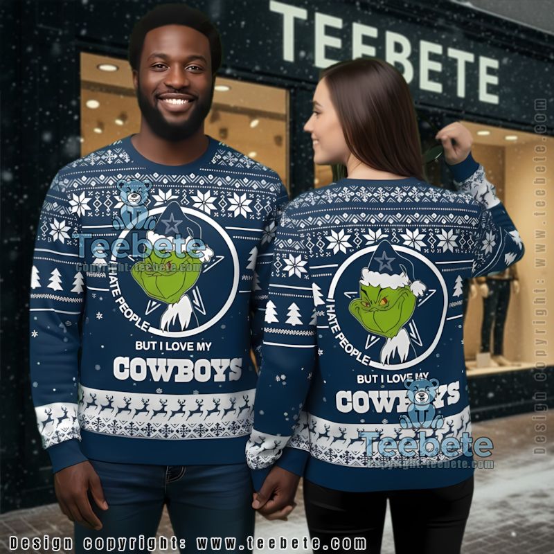 Dallas Cowboys I Hate People Grinch Love Funny Ugly Xmas Sweaters Blue