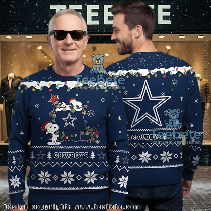 Dallas Cowboys Peanuts Snoopy House Couples Ugly Christmas Sweaters Blue