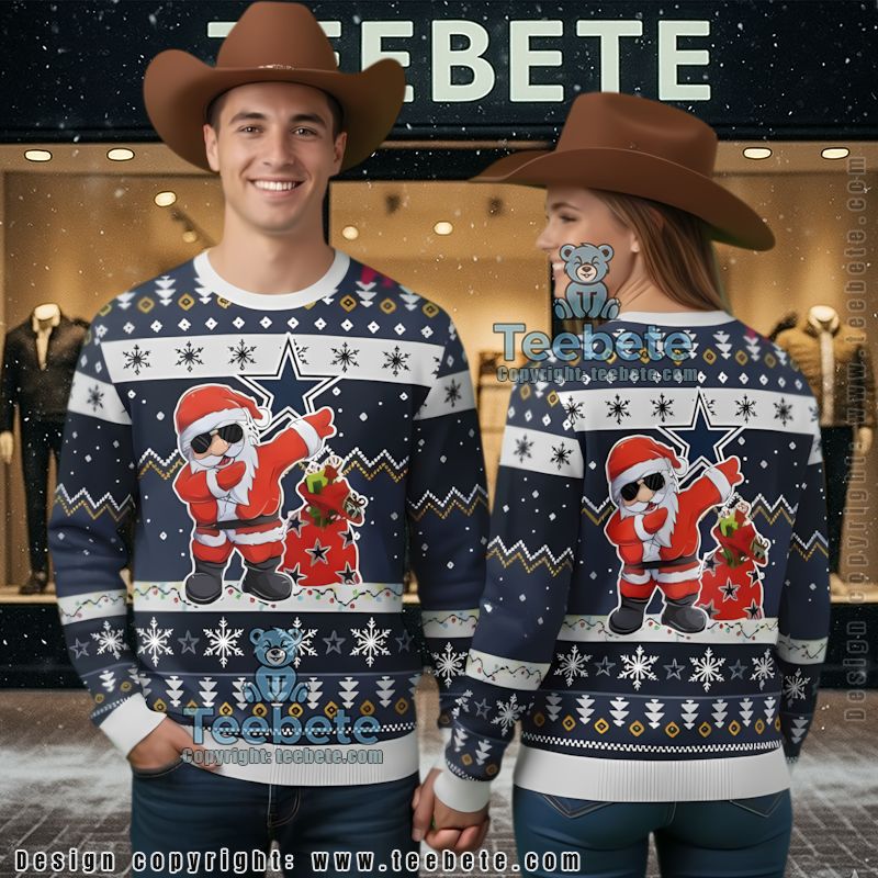 Dallas Cowboys Santa Claus Womens Ugly Christmas Sweater Blue