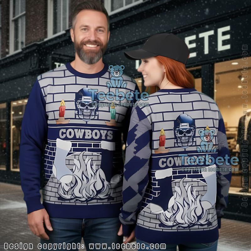 Dallas Cowboys Skull Womens Ugly Xmas Sweater Blue