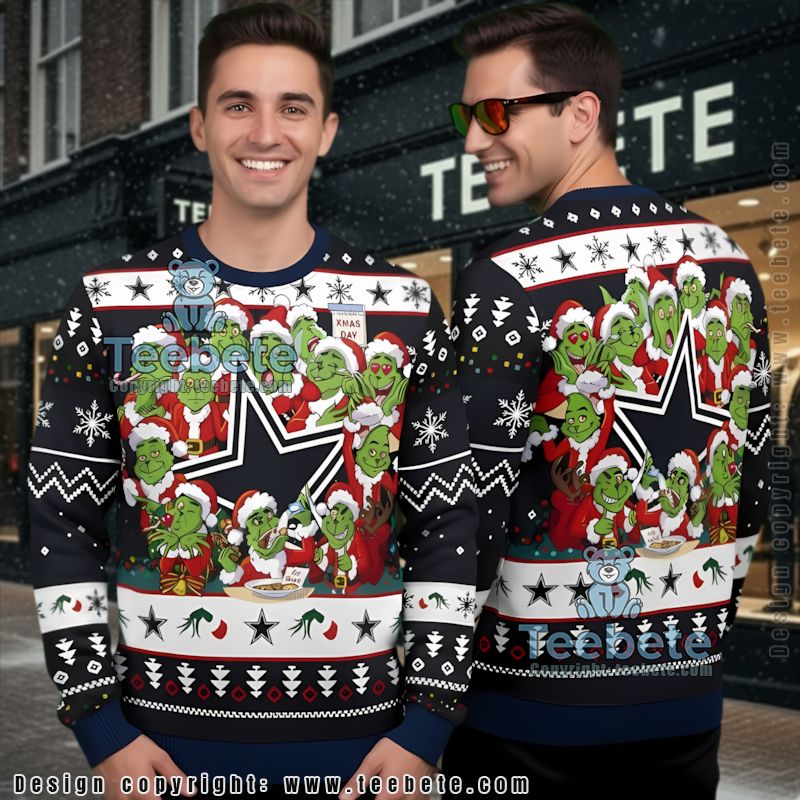Dallas Cowboys The Grinch Claus Cheap Ugly Christmas Sweater Blue