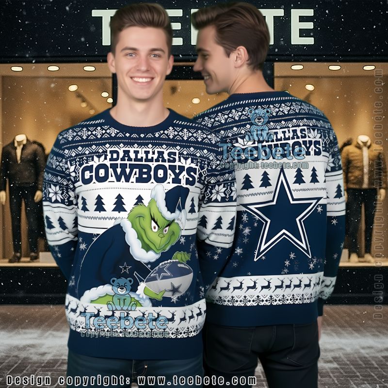 Dallas Cowboys The Grinch Stole Ugly Xmas Sweater Blue
