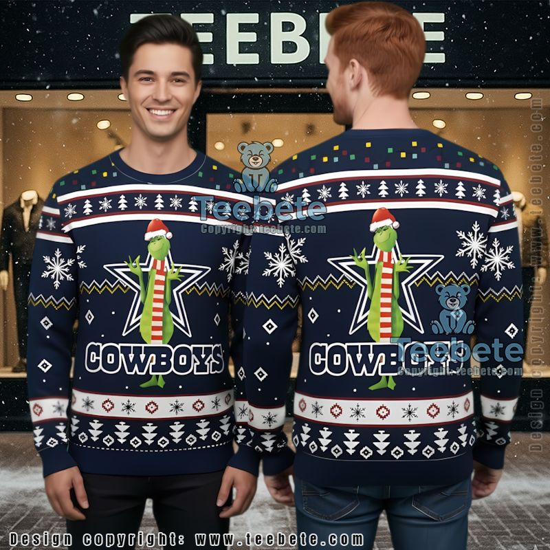 Dallas Cowboys The Grinch Ugly Xmas Sweater Party Blue