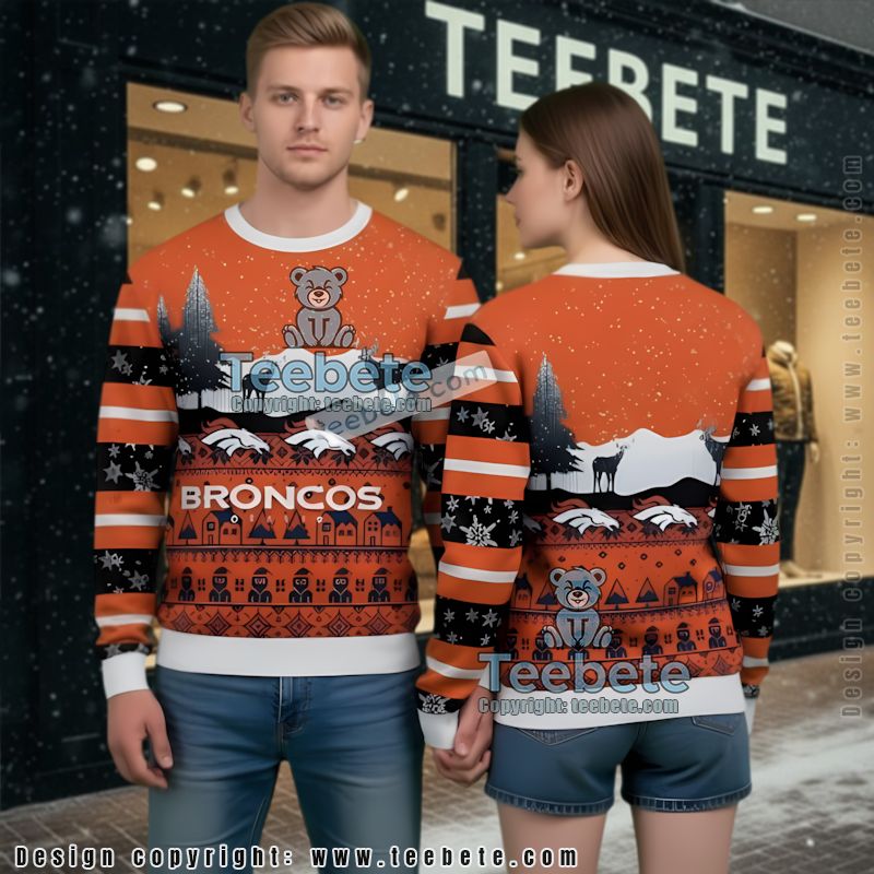 Denver Broncos Reindeers Ugly Christmas Sweater Orange Best