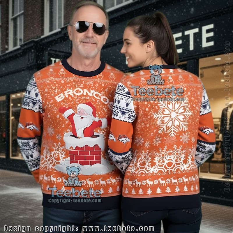 Denver Broncos Santa Claus Ugly Christmas Sweater Orange Ladies