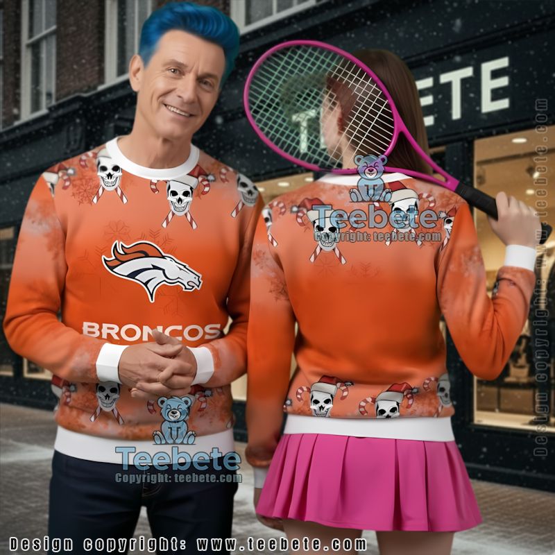 Denver Broncos Santa Woodstock Snoopy Ugly Christmas Sweater Orange Family