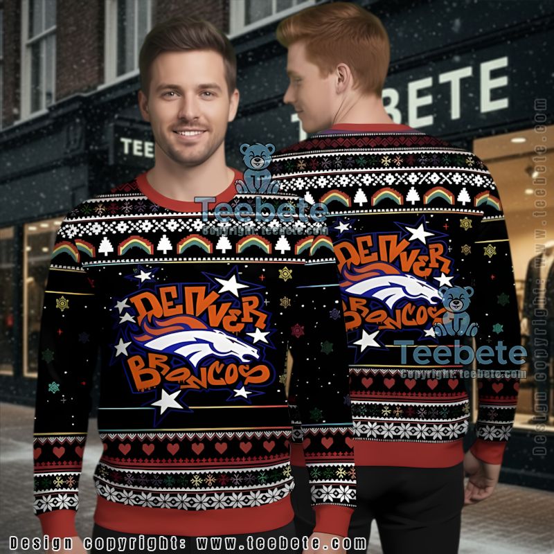 Denver Broncos Ugly Christmas Sweater Vacation Black