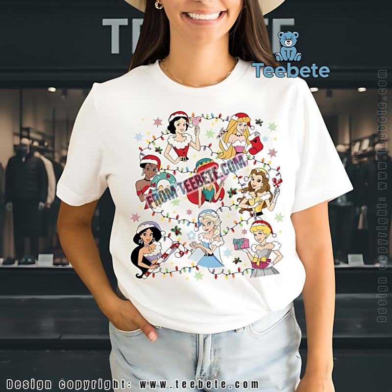 Disney Princess Christmas Lights Shirt Holiday Princess Group