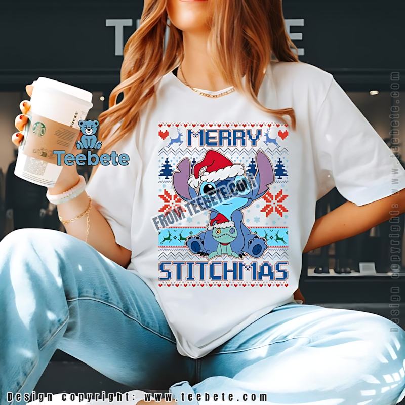Disney Stitch Merry Stitchmas Shirt Cute Stitchmas Holiday Gift