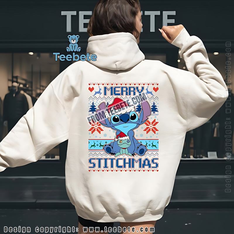 Disney Stitch Merry Stitchmas Hoodie Cute Stitchmas Holiday Gift Disney Stitch Merry Stitchmas Hoodie Cute Stitchmas Holiday Gift