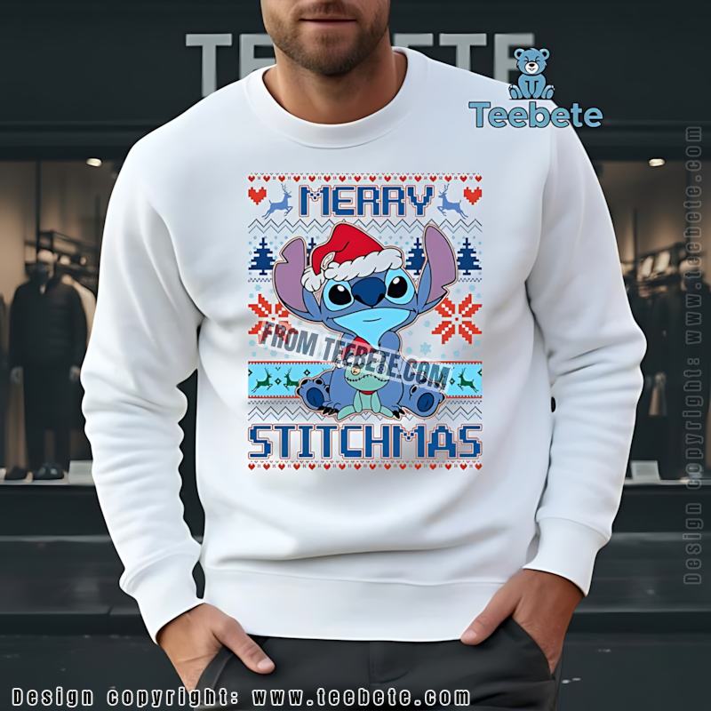 Disney Stitch Merry Stitchmas Long Sleeve Cute Stitchmas Holiday Gift Disney Stitch Merry Stitchmas Long Sleeve Cute Stitchmas Holiday Gift