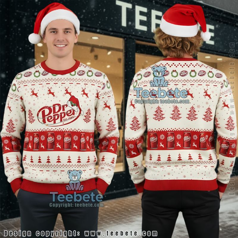 Dr Pepper Ugly Christmas Sweater 3D Print Reindeer Winter Party Gift