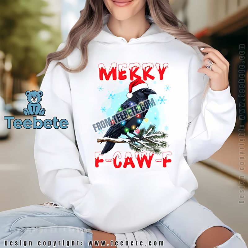 F Caw F Christmas Bird Light Hoodie Cute Crow In Green Cloak Holiday F Caw F Christmas Bird Light Hoodie Cute Crow In Green Cloak Holiday