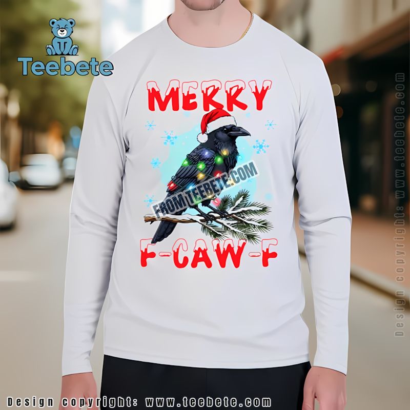 F Caw F Christmas Bird Light Long Sleeve Cute Crow In Green Cloak Holiday F Caw F Christmas Bird Light Long Sleeve Cute Crow In Green Cloak Holiday