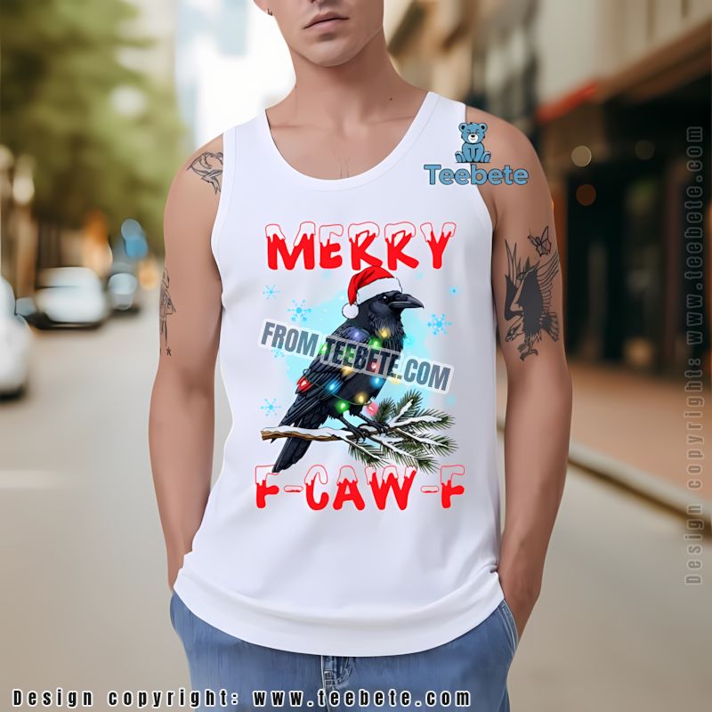 F Caw F Christmas Bird Light Tanktop Cute Crow In Green Cloak Holiday F Caw F Christmas Bird Light Tanktop Cute Crow In Green Cloak Holiday