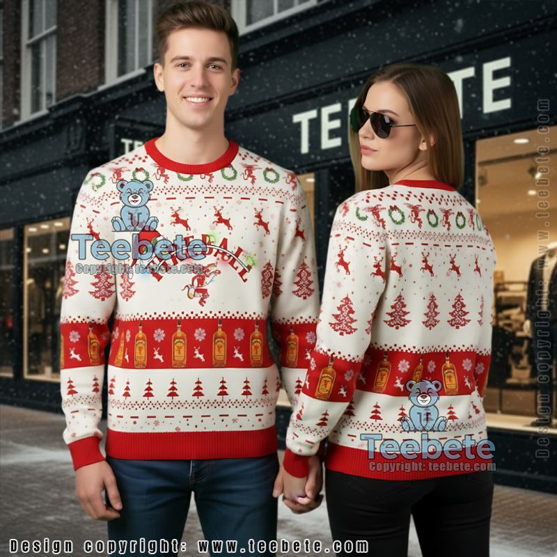 Fireball Ugly Christmas Sweater Reindeer Funny Adult