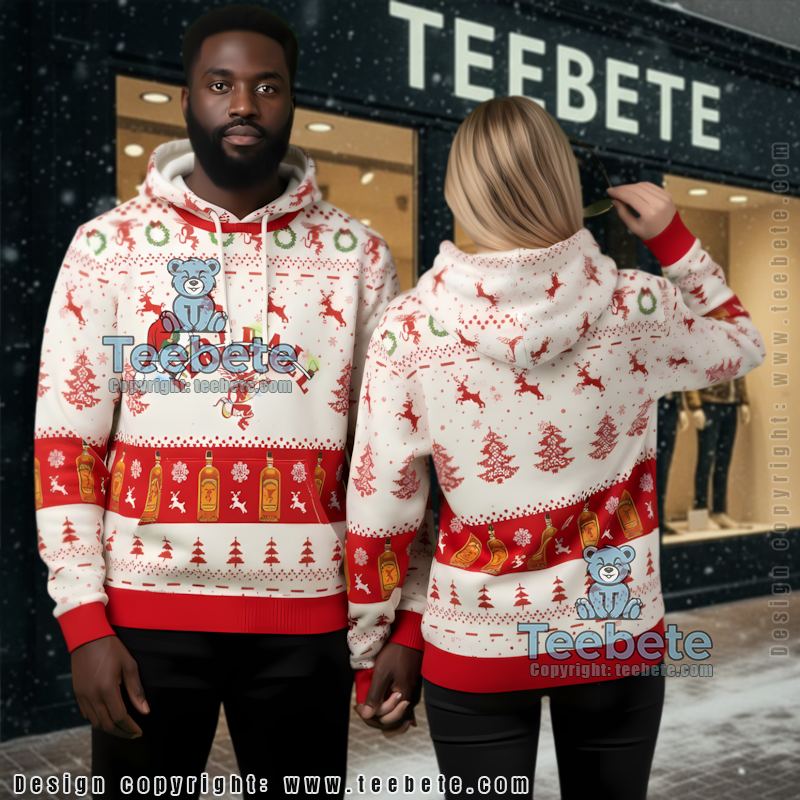 Duvel Beer Reindeer Pattern Ugly Christmas 3D Hoodie Red Black