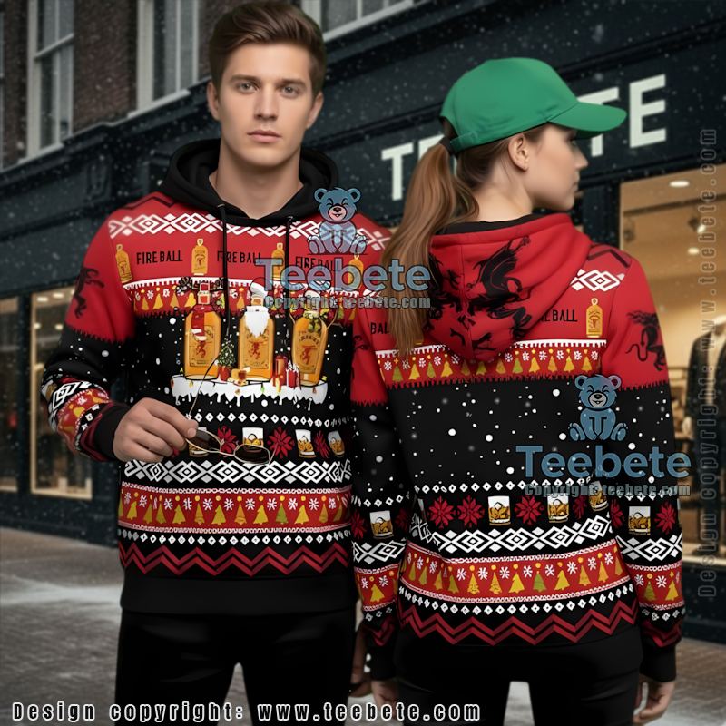 Fireball Whiskey Dr Seuss Parody Ugly Christmas 3D Hoodie Fireball Whiskey Dr Seuss Parody Ugly Christmas 3D Hoodie