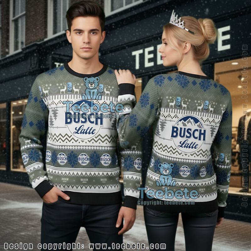 Funny Busch Latte Ugly Christmas Sweater Beer Lover Gift