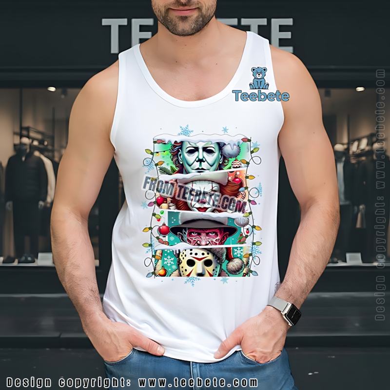 Funny Horror Christmas Tanktop Michael Pennywise Freddy Jason Funny Horror Christmas Tanktop Michael Pennywise Freddy Jason