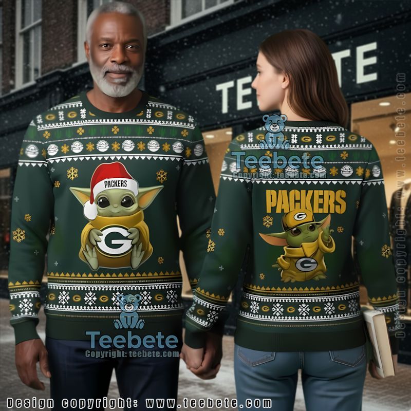 Green Bay Packers Baby Yoda Xmas Cool Ugly Christmas Sweater Yellow