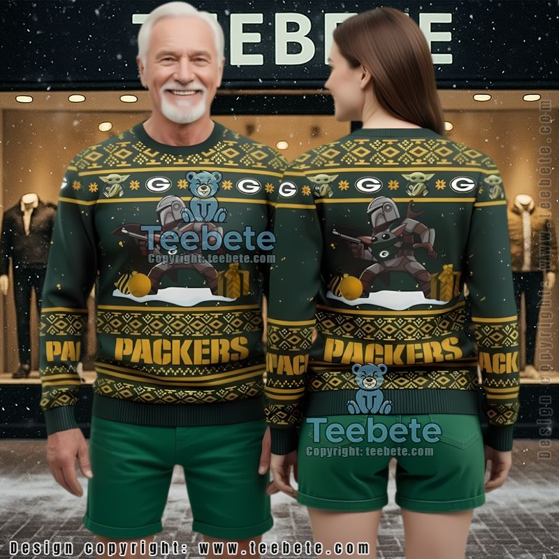 Green Bay Packers Boba Fett Baby Yoda Best Ugly Christmas Sweaters