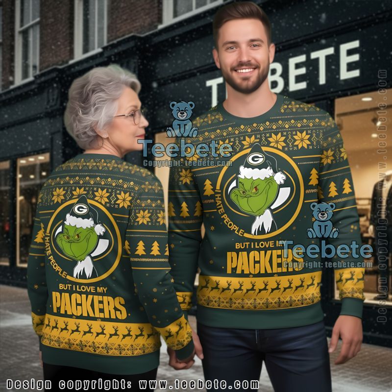 Green Bay Packers Grinch Love Ugly Sweater Christmas Party