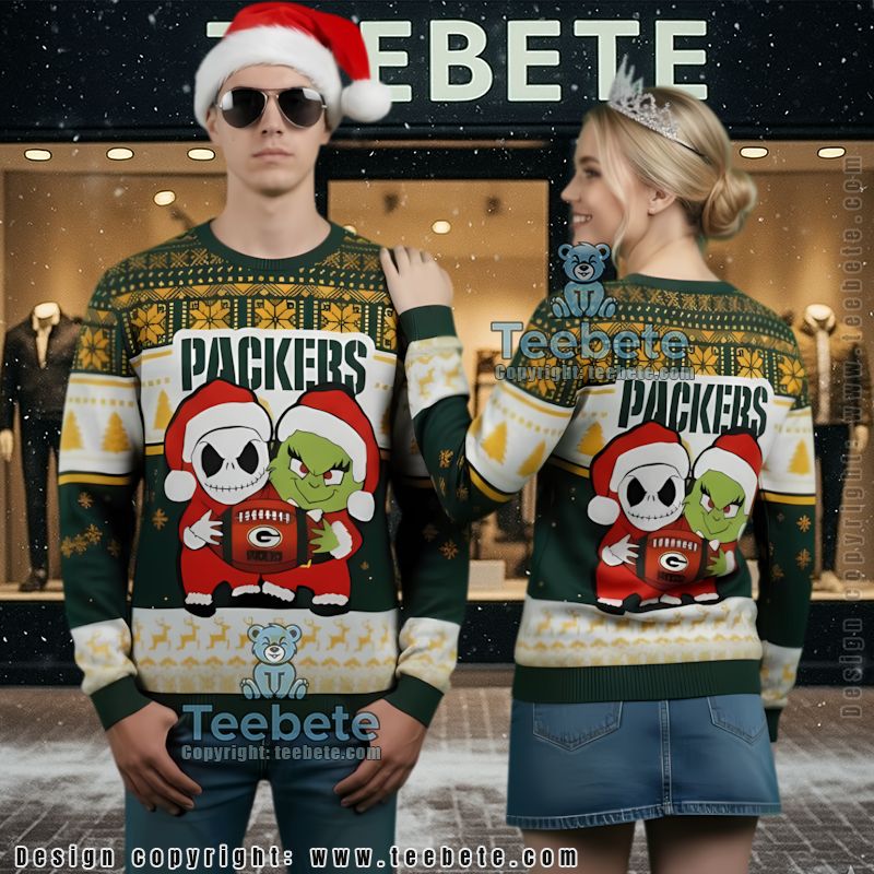 Green Bay Packers Jack Skellington And Grinch Ugly Cardigan Christmas Green Bay Packers Jack Skellington And Grinch Ugly Cardigan Christmas