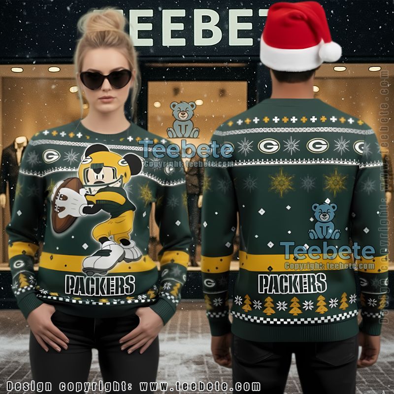 Green Bay Packers Mickey Player Ugly Sweaters For Couples Green Bay Packers Mickey Player Ugly Sweaters For Couples