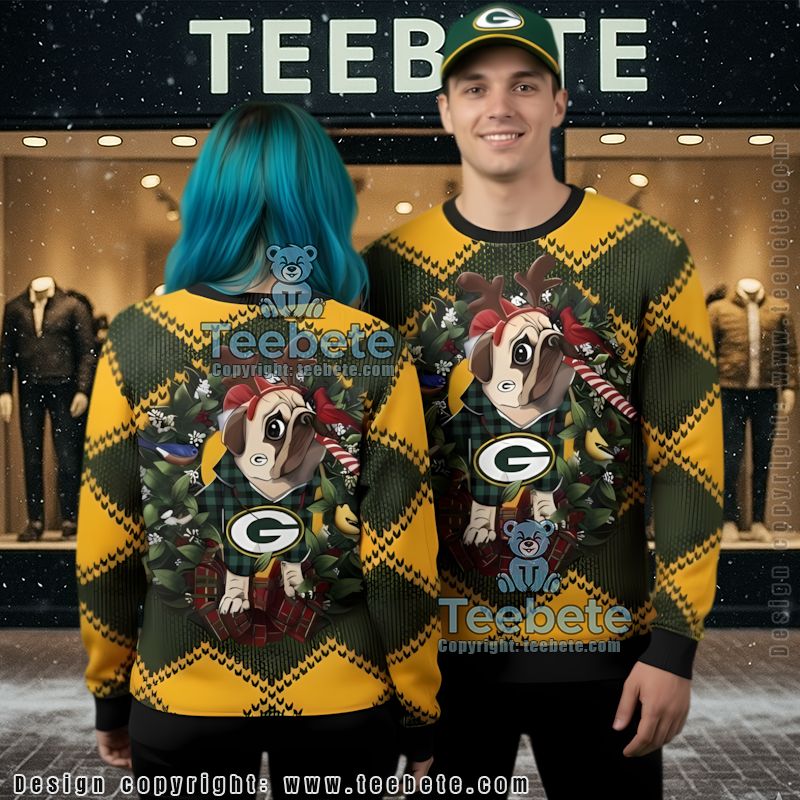 Green Bay Packers Reindeer Pattern Ugly Sweater Christmas Party