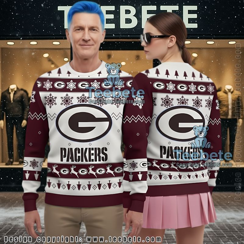 Green Bay Packers Reindeer Pattern Ugly Sweater Christmas Party