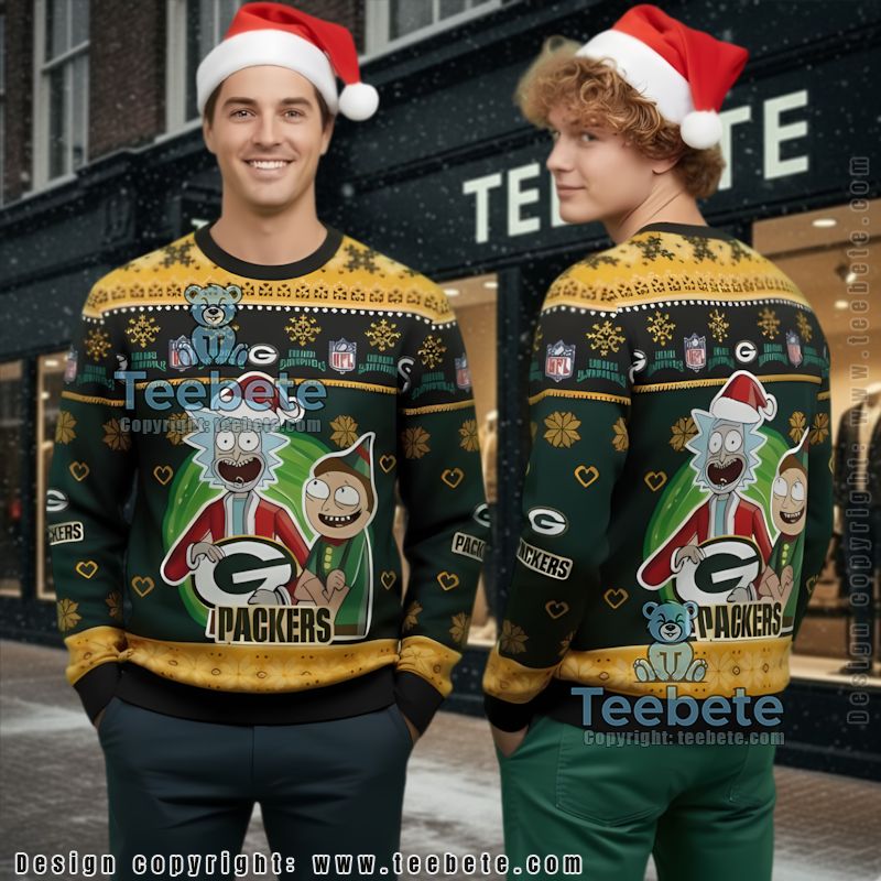 Green Bay Packers Rick And Morty Ugly Sweater Party Yellow Green Bay Packers Rick And Morty Ugly Sweater Party Yellow
