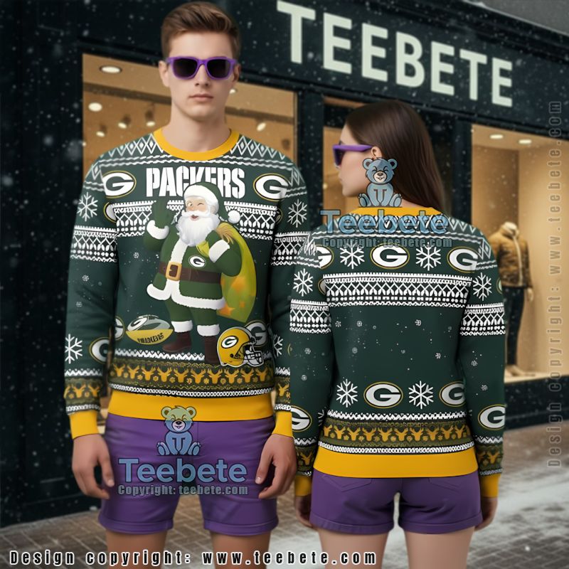 Green Bay Packers Santa Claus Dance Ugly Xmas Sweater Party