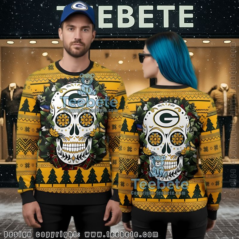 Green Bay Packers Xmas Bell Big And Tall Ugly Christmas Sweater White