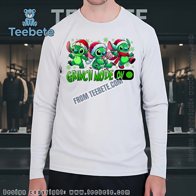 Green Stitch Santa Hat Christmas Long Sleeve Grinch Mode On Holiday Green Stitch Santa Hat Christmas Long Sleeve Grinch Mode On Holiday