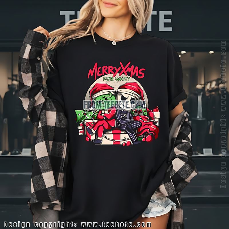 Grinch And Jack Skellington Merry Xmas For Who Shirt