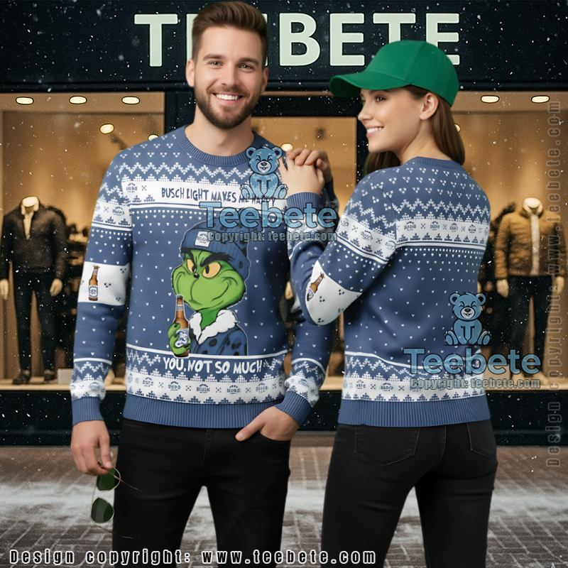Grinch Busch Light Christmas Sweater Funny Beer 3D Print Jumper