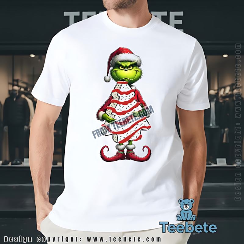 Grinch Christmas Tree Cake Shirt Funny Holiday Snack