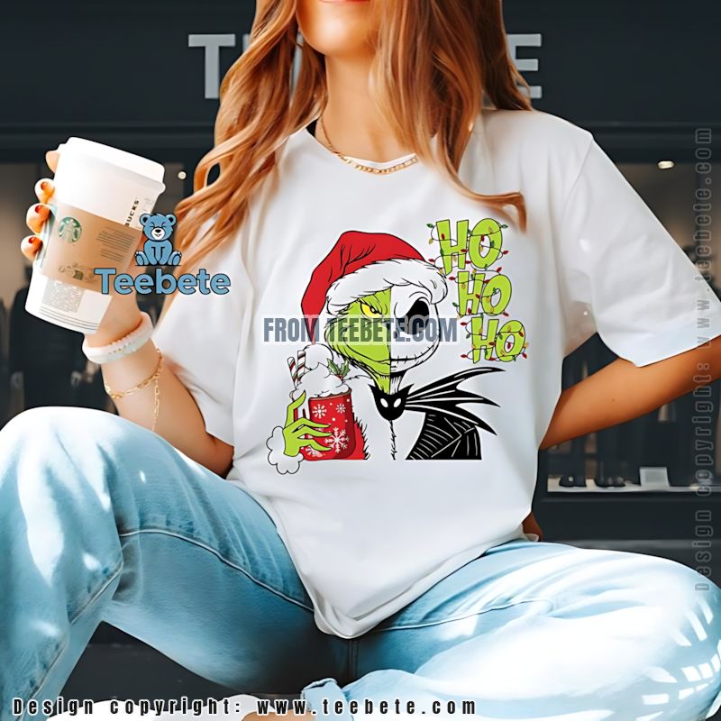 Grinch Jack Skellington Shirt Ho Ho Ho Christmas Mashup