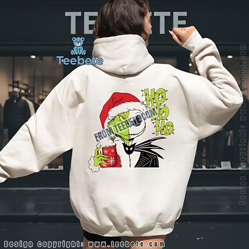 Grinch Jack Skellington Hoodie Ho Ho Ho Christmas Mashup Grinch Jack Skellington Hoodie Ho Ho Ho Christmas Mashup