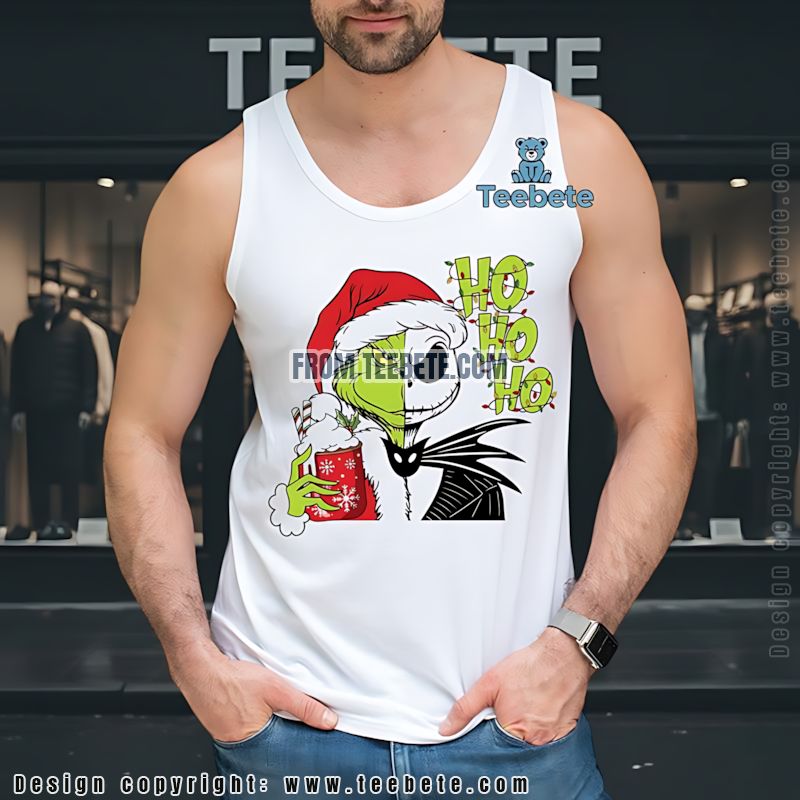 Grinch Jack Skellington Tanktop Ho Ho Ho Christmas Mashup Grinch Jack Skellington Tanktop Ho Ho Ho Christmas Mashup