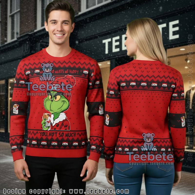 Grinch Ugly Christmas Sweater Marlboro Red Themed Pullover