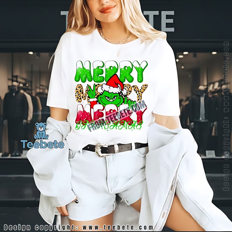 Grinchmas Leopard Print Shirt Festive Christmas Grinch Character